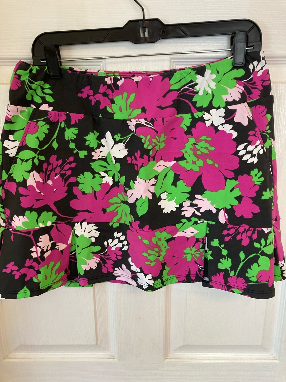 Katherine Way Pink, Green & Black Floral Mini Skirt